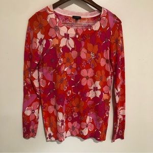 Talbots womens floral orange and pink sweater size XS.
